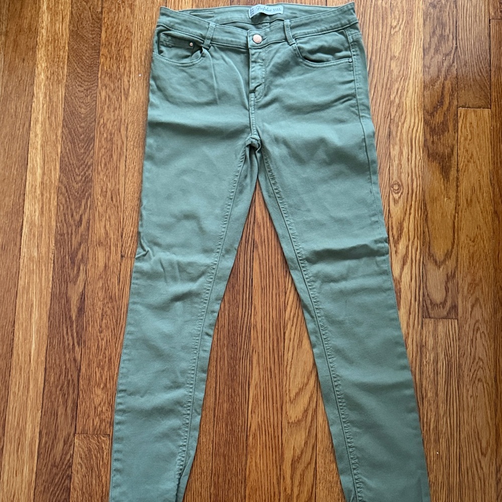 Zara, women, army Green Skinny Jeans,